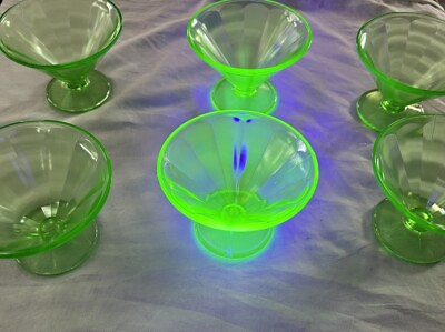 #ad #ad Vintage Federal Uranium Glass Sherbet Cups Set Of 6