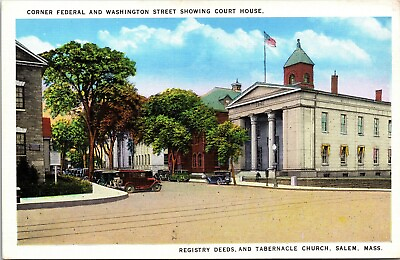 Federal And Washington St Showing Court House Salem Massachusetts MA Postcard
