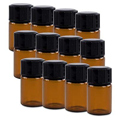 #ad #ad 2ml Mini Amber Glass Bottles with Orifice Reducer Cap Essential Oils 12 Pack