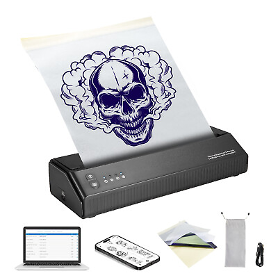 #ad VEVOR Tattoo Transfer Stencil Printer Wireless Bluetooth 10Pcs Transfer Paper