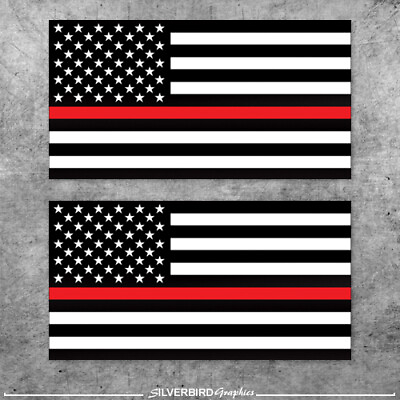 #ad Thin Red Line Sticker Flag Decal IAFF Truck America USA FireFighter Lives Matter