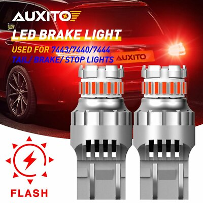 #ad 7443 LED Strobe Flashing Blinking Brake Tail Light Parking Safety Warning Bulbs