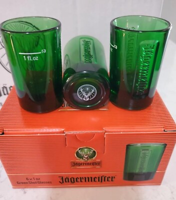 #ad NEW Set Of 6 Jagermeister Green Shot Glasses For Your Bar Or Man Cave