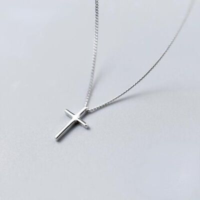 #ad Womens Cross Pendant Necklace Sterling Silver 925 Female Jewelry Solid Crucifix