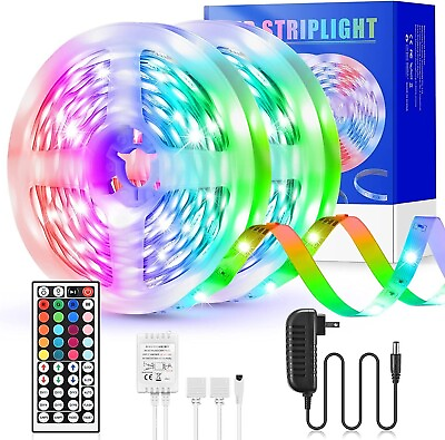 32FT Flexible Strip Light 3528 RGB LED SMD Remote Fairy Lights Room TV Party Bar