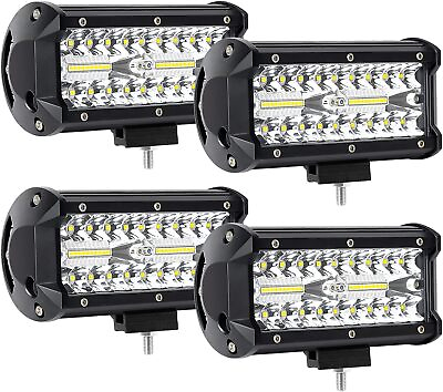 #ad 4x 7#x27;#x27; LED Spot Flood Off Road Work Lights for Truck ATV SUV Tractor Pickup Boat