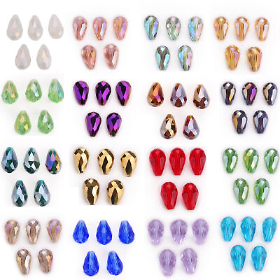 #ad 30Pcs 10x15mm Faceted Loose Beads Teardrop Spacer bead Glass Crafts Crystal