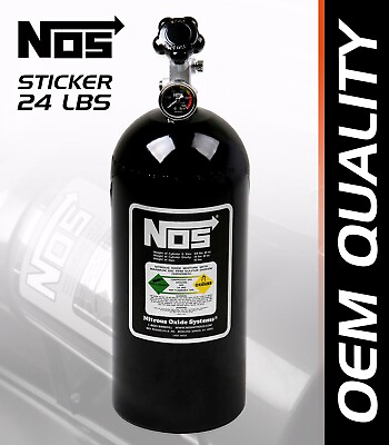 #ad NOS Nitrous BLACK Chrome Label Sticker decal for bottle 24lbs