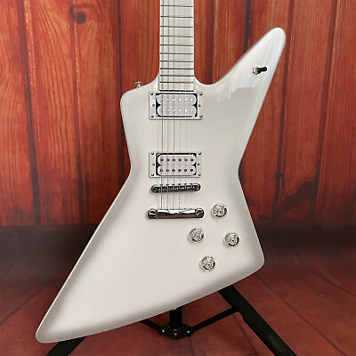 #ad White Body Brendon SmalL Explorer Electric Guitar Maple Fretboard Mahogany Body