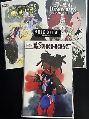 #ad Peach Momoko 3 Book Lot Edge Of Spider Verse #3 Exclusive Blood Feud Judment