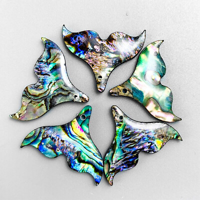 #ad 5PCS Natural Abalone Fish Tail Pendants of Pearl Shell for DIY Jewelry Making