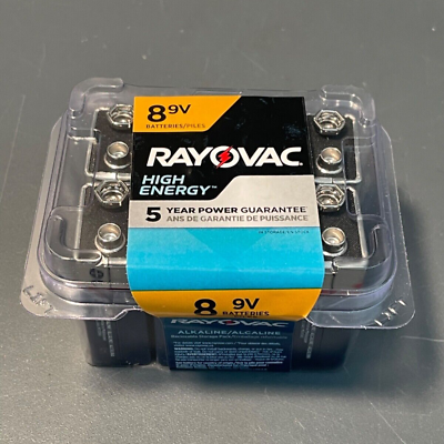#ad RAYOVAC 9V HIGH ENERGY ALKALINE BATTERIES X 8 COUNT EXP 02 25 NEW IN PACKAGE