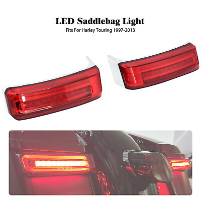 #ad Saddlebag LED Turn Signal Brake Lights w Red Lens Fit For Harley Touring 97 13