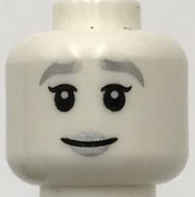 #ad Lego New White Minifigure Head Dual Sided Female Silver Eyebrows Lips Smile