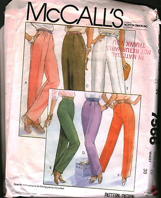 #ad 7566 Vintage McCalls Sewing Pattern Misses Pants Slacks Trousers Inset Pockets
