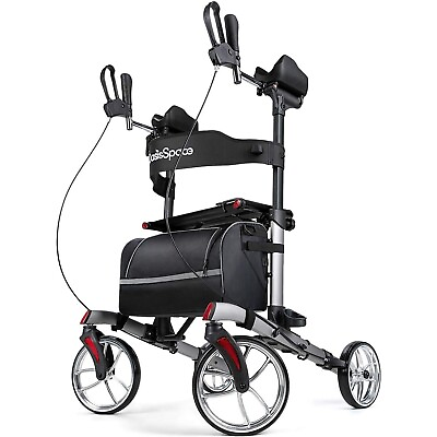 #ad OasisSpace Upright Walker Metal Wheel Upright Walker Seat Support 300lbs Gray