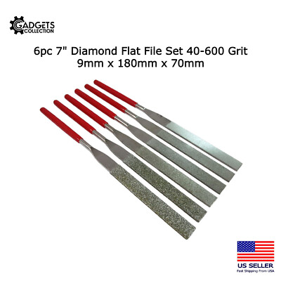 #ad #ad 6pc 7quot; Diamond Flat File Set 9mm x 180mm x 70mm 40 600 Grit Ceramics Tile Glass