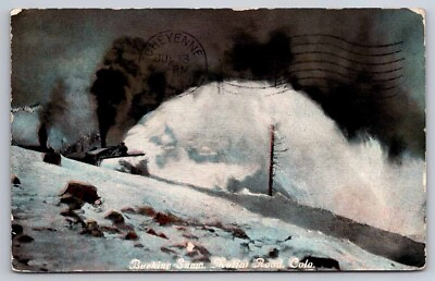 #ad eStampsNet Snow Plowing Moffat Road Colorado 1911 Postcard