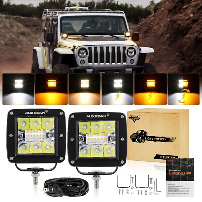 #ad Auxbeam 3In LED Lights Pod 6Modes Strobe Bar Offroad for Truck Jeep Motorcycle