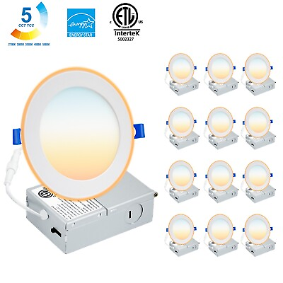 #ad 12PCS 6 Inch 5CCT Ultra Thin LED Recessed Ceiling Light with Night LightUS Ship