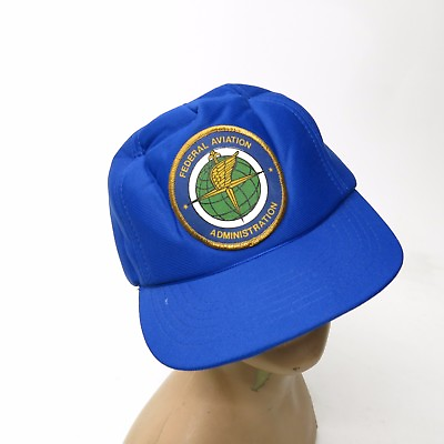 #ad Vtg Federal Aviation Administration FAA Trucker Hipster Snapback Blue Hat Cap