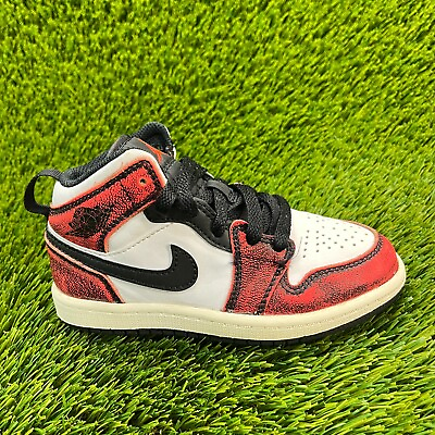 #ad Nike Air Jordan 1 Mid Boys Size 11C Red White Athletic Shoes Sneakers FB0567 006