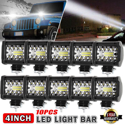 #ad 10X 4 Inch LED Work Cube Light Bar Pods fog Lamps for Pickup SUV UTV 4WD offroad