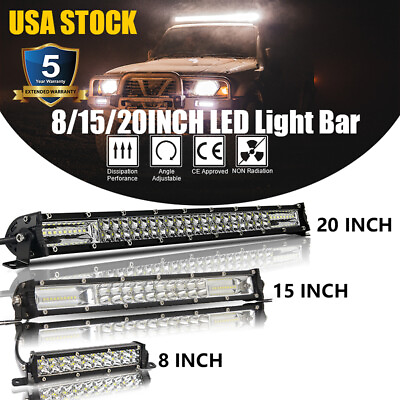 #ad 8quot; 15quot; 20quot; inch LED Light Bar Slim Dual Row Spot Flood Combo Work SUV Offroad