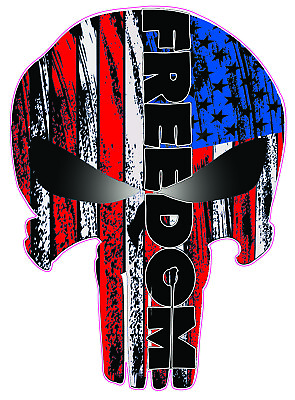 #ad Skull Freedom with American Flag large Decal 36quot;