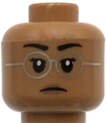 #ad Lego New Medium Nougat Minifigure Head Dual Sided Female Silver Round Glasses