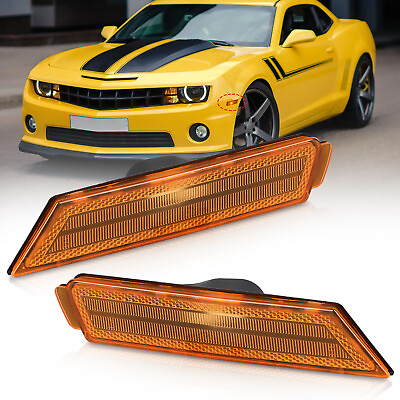 #ad Pair Amber Lens Front Side Marker Signal Light Reflectors For 10 15 Chevy Camaro