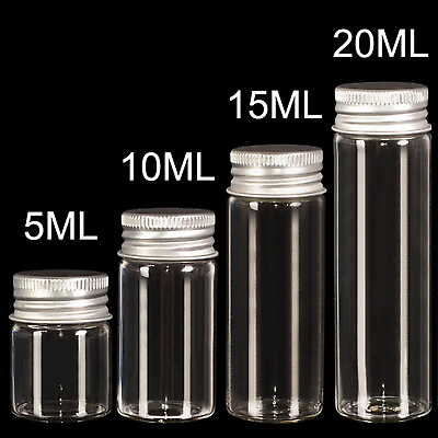 #ad Lots of Small Glass Bottles with Aluminum Screw Cap Top Lids Cute Tiny Vials Jar