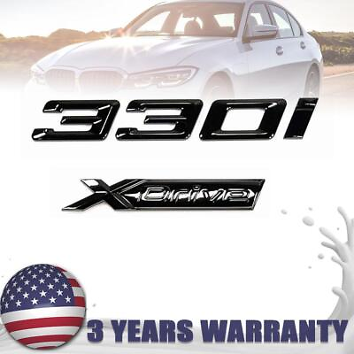 #ad For 3 Series Emblem 330i amp; XDrive Number Letters Rear Trunk Badge Gloss Black