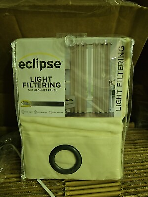 #ad Eclipse Liberty Light Filtering Sheer Curtain Ecru 52quot;x95quot; One Grommet Panel New