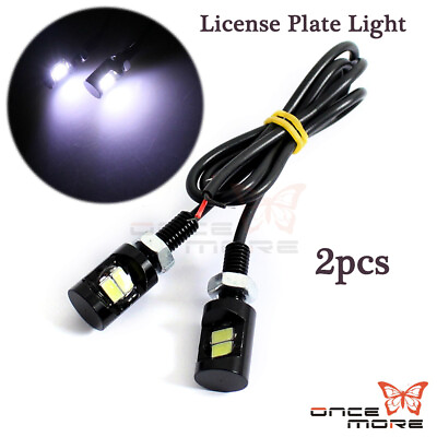 #ad 2pcs 12V White LED Universal License Plate Bolt Screw Light Lamp Bulb For ATV